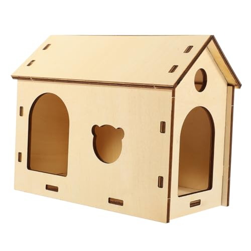 UPKOCH Hamsterhaus Holz DIY Bausatz Kleintier Holzversteck mit Glatter Oberfläche und Natürlicher Textur Robustes Nagetierhaus für Schlafplatz und Spiel Geeignet für Hamster Ratten und von UPKOCH