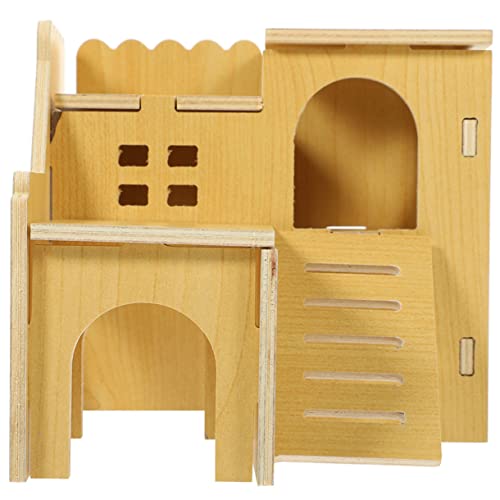 UPKOCH Hamsterhaus aus Holz Langlebiges Nagerversteck und Spielplatz Beißfestes Kleines Haustiernest mit Kletterleiter zum Schlafen Verstecken für Hamster und Kleintiere von UPKOCH