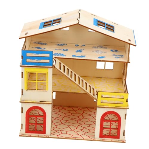 UPKOCH Hamsterhaus aus Holz mit Kletterleiter Stabiles Stöckiges Kleintierhaus für Zwerghamster Spiel und Versteckplattform Fördert Mentale Gesundheit als Haustierspielzeug und von UPKOCH
