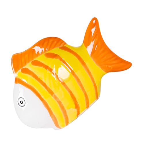 UPKOCH Handgefertigte Gestreifte Keramik-fischfigur Schwimmend Aquarium-Dekoration Farbenfrohe Fischteich Wasserspiele Ornamente Lebensechte Wasserlandschaft für Aquarium und Garten von UPKOCH