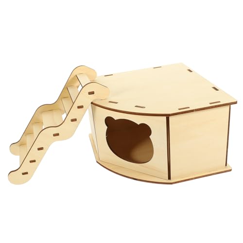 UPKOCH Holz Hamsterhaus DIY mit Leiter Natürliches Langlebiges Kleintierversteck Beißfestes Nagerhaus für Hamster Meerschweinchen und Kleine Haustiere Praktisches Haustierzubehör von UPKOCH