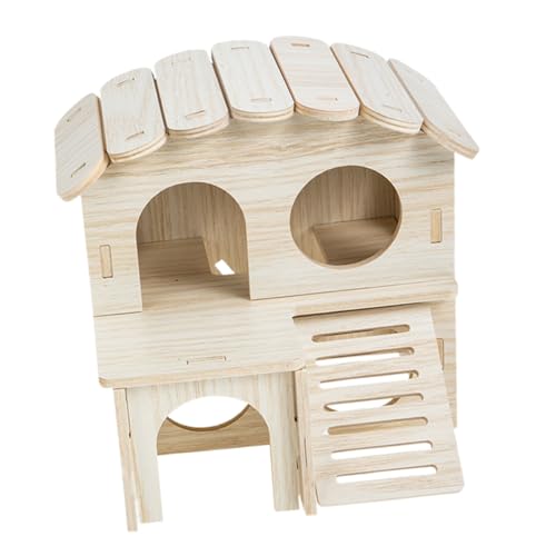 UPKOCH Holz Hamsterhaus mit Doppeltem und Labyrinthrutsche Langlebiges Nagetier Versteckhaus für Meerschweinchen Ratten und Kleine Haustiere Sicherer Rückzugsort für Entspanntes Schlafen von UPKOCH