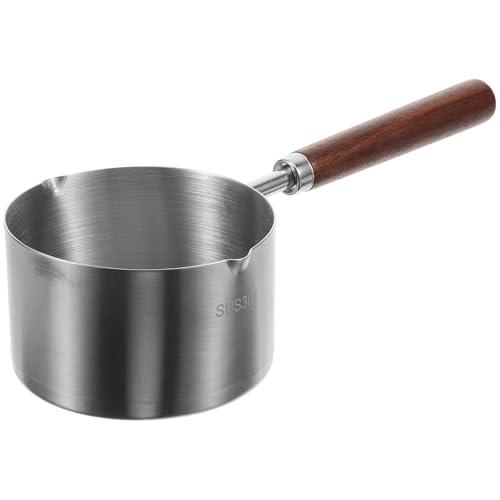 UPKOCH Kleiner Topf aus Edelstahl mit Ausgießer für Kasserolle mit Holzgriff für Sauce, Schokolade, Milch (250 ml/8, 5 Unzen) von UPKOCH