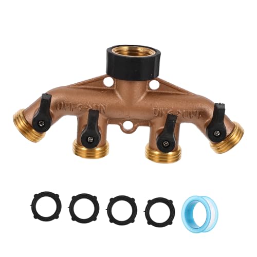 UPKOCH Messing Wege Gartenschlauch Verteiler mit Absperrventilen Robuster Wasserhahn Adapter für Garten und Pool Wetterfest Geeignet für Gleichzeitigen Anschluss von Schläuchen von UPKOCH