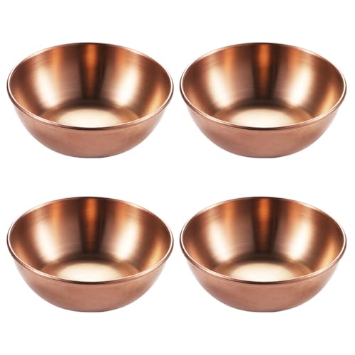 UPKOCH Mini Dipschalen Metall Edelstahl Schälchen Runde Servierschalen Saucenschälchen Gewürzschale Snack Schälchen Obstbehälter für Sojasauce Dip Roségold 4 Stück von UPKOCH