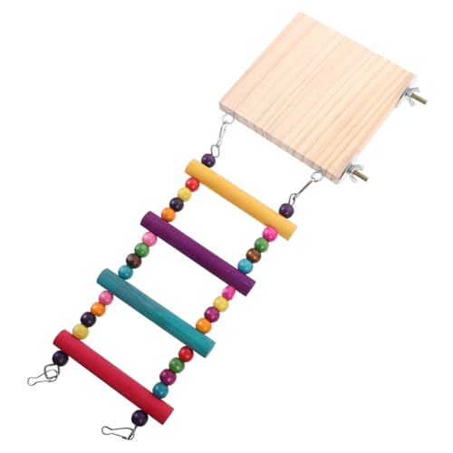 UPKOCH Natürliches Holz Papageienspielzeug Hängende Leiter mit Schaukelfunktion Balancetraining und Klettern für Wellensittiche Nymphensittiche und Kleine Papageien Farbige von UPKOCH