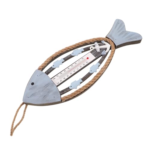 UPKOCH Nautisches Fisch-wandthermometer Fischgräte Design Temperaturanzeige für Garten Terrasse Flur Hotel Küstenstil Rustikale Wanddekoration von UPKOCH