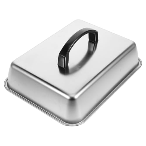 UPKOCH Rechteckige Edelstahl Abdeckplatte Grilldeckel Mit Griff Metalldampfabdeckung Für Steak-Grill Bratdeckel Für Westliche Küche Hitzebeständig Einfach Zu Reinigen von UPKOCH