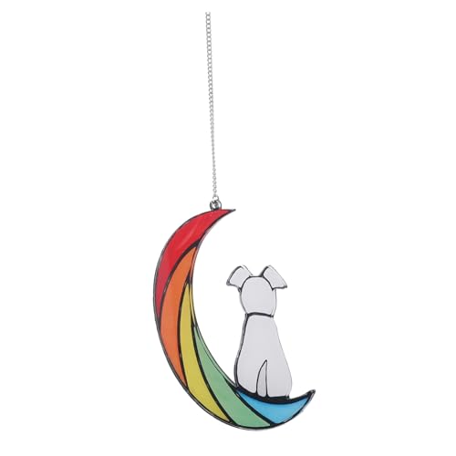 UPKOCH Regenbogenmond -sonnenfänger Monddekor Hund Drinnen Im Freien Fenster Prisma Zubehör Mond Wanddekoration Befleckte Sonnenfängerverzierung Mond-Design Zum Aufhängen Acryl von UPKOCH