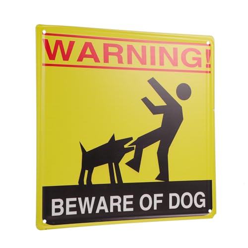 UPKOCH Retro Warnschild Vorsicht Hund aus Robustes Blechschild für Garten und Tür Leichtes Tragbares Hundewarnschild zur Abschreckung und bei Freilaufenden Hunden von UPKOCH