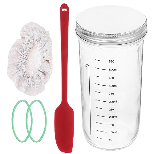 UPKOCH Glasbehälter Sauerteig-Starterglas-Set Gärbehälter Aus Glas Silikonspatel Tulpenglas Mit Breiter Öffnung Vorratsbehälter Für Lebensmittel Brotbackzubehör Für Das Backen Zu Hause von UPKOCH