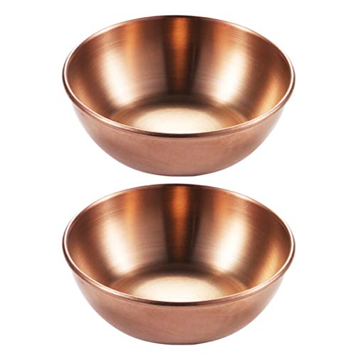 UPKOCH Schale Kupfer 2 Stücke Saucer Teller Mini Untertasse Schüssel Metall Gerichte Sushi Tauchschüssel Vorspeise Plates Home Geschirr (Rose Golden) Rosegold Schale von UPKOCH