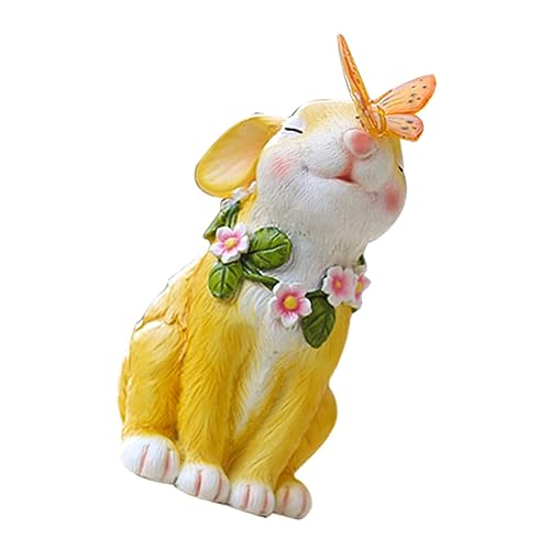 UPKOCH Solarleuchtendes Kaninchen Deko Element Resin Niedliche Gartenfigur für Außenbereich LED Beleuchtung Wetterfest für Terrassendekoration und Ostergeschenke von UPKOCH