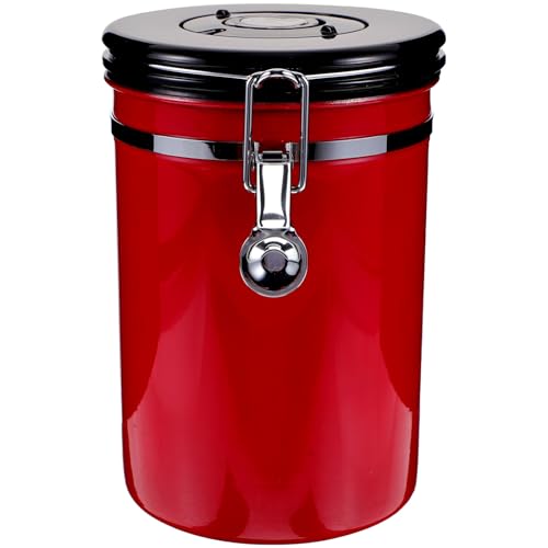 UPKOCH Kaffeedose Luftdicht Aus Edelstahl, GroßE Rote Aufbewahrungsdose FüR Kaffeebohnen, Tee, Snacks Und Trockengetreide, 19 X 12,8 Cm, FeuchtigkeitsbestäNdig Und Frischhaltend FüR Zuhause Und Reisen von UPKOCH