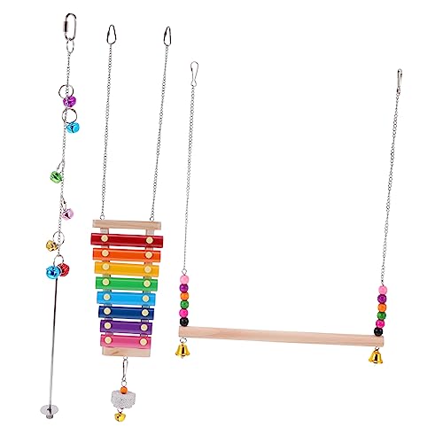 UPKOCH Teiliges Hühnerspielzeug mit Holz Schaukel Sitzstange und Xylophon Buntes Hühnerzubehör Aktivität und Kletterspaß für Haustierhühner und Enten von UPKOCH