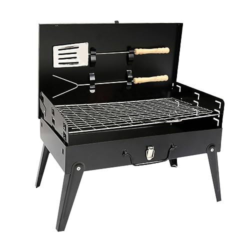 UPKOCH Tragbarer Faltbarer Outdoor Bbq Grill mit Stabilem Klappfuß Box Design und Griff Mobiler Holzkohlegrill für Camping und Garten Einfacher Aufbau und Kompakte Lagerung von UPKOCH