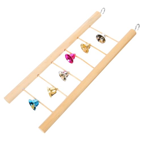 UPKOCH Vogel kletterleiter aus Holz mit Glocken für Wellensittiche Papageien und Nymphensittiche Robustes Kletterspielzeug zur Beschäftigung im Käfig für Kleine und Mittelgroße Vögel von UPKOCH
