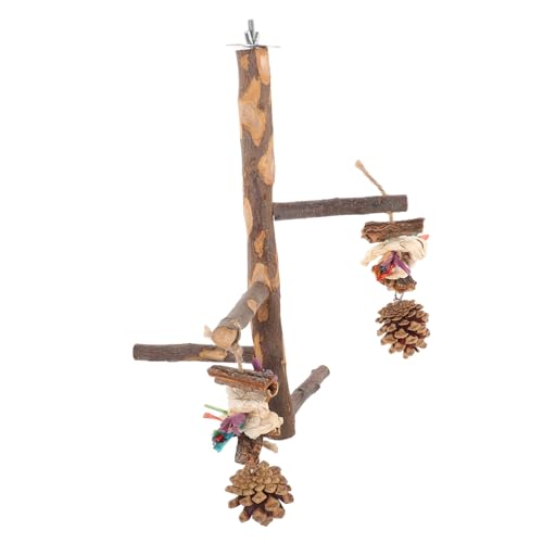 UPKOCH Vogelkäfig Holz Sitzstange für Papageien und Kleine Vögel Robuster Bissfester Kletter Spielstand aus Naturholz Einfach zu Montierender Vogelspielplatz für Wellensittiche von UPKOCH