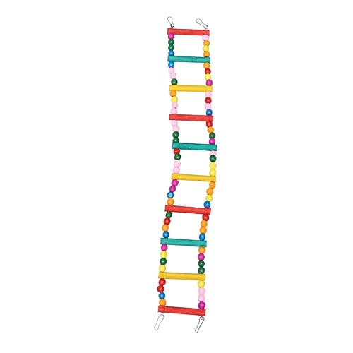 UPKOCH Vogelspielzeug Papageienleiter mit Bunten Perlen Holz Kletterleiter für Wellensittiche und Kleine Vögel Sicheres Bewegung und Spielspaß von UPKOCH