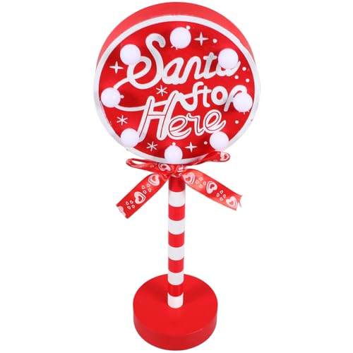 UPKOCH Weihnachts Dkeo Nachttischlampe Weihnachtsdekoration Led-Schild „Santa Stop Here“ Beleuchteter Weihnachtslandschaftsstecker Beleuchtetes Weihnachtsschild Für Den Garten Terrasse Gehweg von UPKOCH