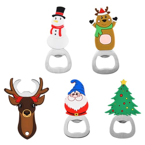 UPKOCH Weihnachtsflaschenöffner 5 Stück Magnetischer Bierflaschenöffner Weihnachtstag Süßer Kühlschrankmagnet Korkenzieher Heimdekoration Bier Perfekte Festivalgeschenke von UPKOCH
