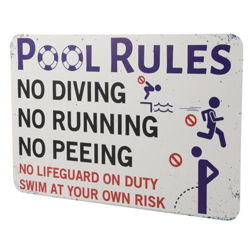 UPKOCH Witziges Metallschild Schwimmbad Sicherheitszeichen Pool Regeln Warnschild Außenbereich Robust Langlebig für Sichere Schwimmumgebung und Unfallprävention von UPKOCH