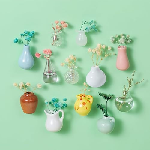 12PCS Mini Vase Magnet, Mini Keramik Magnete Für Kühlschrank, Cute Bud Vases Magnetic 2025 Dekorative Minimagnete 3D Keramik Blumenvasen Zubehör Küche Büro(No Flowers) von UPOI