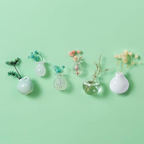 6PCS Mini Vase Magnet, Mini Keramik Magnete Für Kühlschrank, Cute Bud Vases Magnetic 2025 Dekorative Minimagnete 3D Keramik Blumenvasen Zubehör Küche Büro(No Flowers) von UPOI