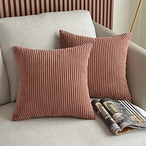 UPOPO 2er Set Kord Kissenbezug Dekorative Einfarbig Kissen Kissenhülle Kissenbezüge Dekokissen Zierkissen Sofakissen für Sofa Schlafzimmer Wohnzimmer mit Reißverschlüsse 40 X 40cm Marmeladen von UPOPO