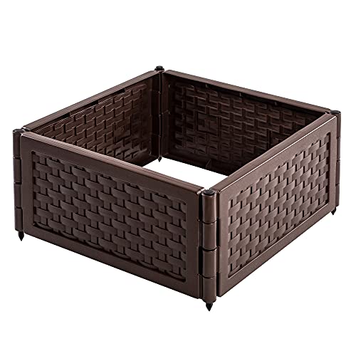 UPP Rattan Hochbeet 12er Set Braun | Pflanzkasten als Stecksystem für Garten & Balkon | Blumenkasten für Blumen, Gemüse, & Kräuter oder Sandkasten & Komposter | Jederzeit flexibel erweiterbar von UPP