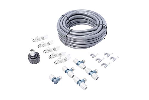 UPP Wasser-Zerstäuber und Bewässerungs-Set mit 7,5-m-Schlauch und 5 Nebeldüsen | Verdunstungskühlung-Bewässerungsystem | Outdoor Misting System | Sprühnebel-Kühlung für Terrasse, Garten, Balkon | grau von UPP