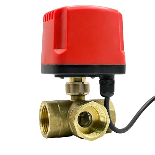 1/2" 3/4" 1" 2" Dreiwege-wasserdichtes motorisiertes Kugelventil Elektrisches Messing-Kugelventil Dreidraht-Zwei-Steuer-Messing-Kugelventil(1-1/4",T TYPE_220AC_CR02) von UPQQBZFZD
