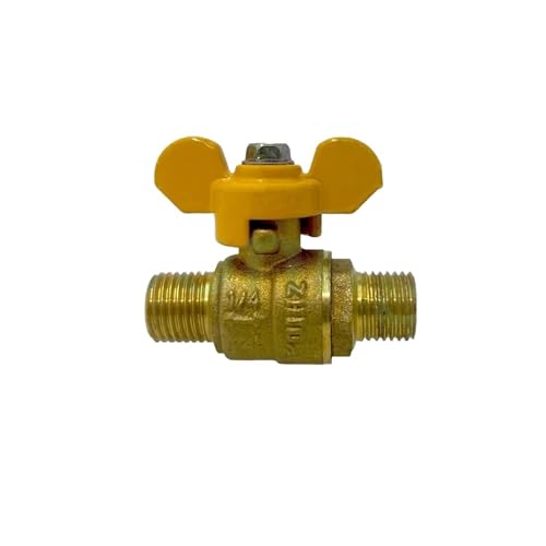 1/4 Zoll 3/8 Zoll 1/2 Zoll 3/4 Zoll Außen- auf Innengewinde, Zweiwege-Absperrkugelhahn aus Messing mit Schmetterlingsgriff for Kraftstoff, Gas, Wasser, Öl, Luft(1l2 Male to M(B)) von UPQQBZFZD
