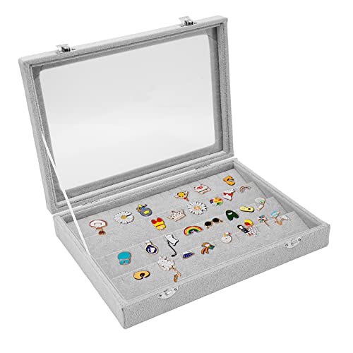 UPQRSG Pin Vitrine, Shadow Box Frame Pin Collection Display mit Klarem Fenster, Schmuck Vitrine für Emaille Pins, Militärmedaillen, Schmuck Pins, Pin Enthusiasten(Grau) von UPQRSG