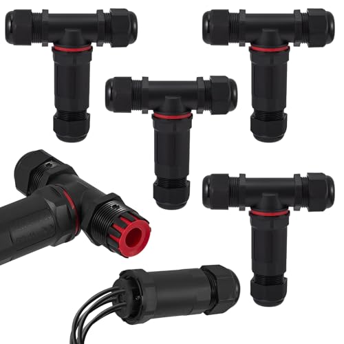 4 Stück Kabelverbinder Wasserdicht IP68, T-Form Verteilerdose Klemmdose Kabelverbinder Wasserdicht 5-polig Erdkabel Verbindungsmuffe für Ø3-15 mm Kabeldurchmesser 4 Stück Kabelverbinder Wasserdicht IP68, T-Form Verteilerdose Klemmdose Kabelverbinder Wasserdicht 5-polig Erdkabel Verbindungsmuffe für Ø3-15 mm Kabeldurchmesser von UPROZIL