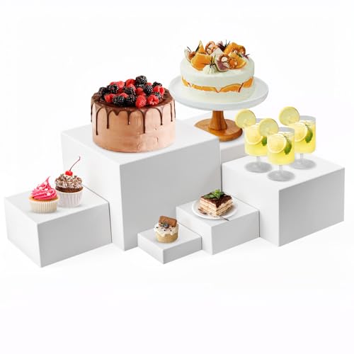 UPROZIL 6 Stück Tortenständer,Tragbarer Acryl-Ständer Cube Cake Ständer 6 Verschiedene Größen,Dessertständer mit hohlen Böden für Kosmetika/Skulpturen/Party-Dekoration/Torte bei Hochzeiten Dekoration von UPROZIL