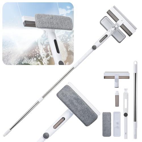 Window Buddy Fensterwischer Abzieher Set, 3-in-1 130cm Automatisches Auffangen des Schmutzwassers, Abnehmbarer und Verstellbarer Wischwinkel, Hochglanz Fensterwischer von UPROZIL