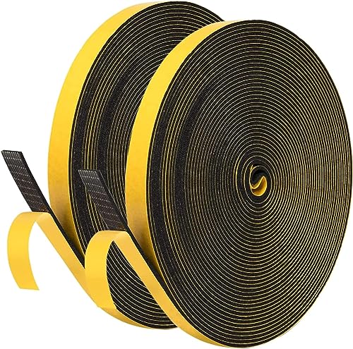 UPSEN Dichtungsband für Türen Fenster, 6mm(B) x1.5mm(D)/20m Türdichtung Selbstklebendes Fensterdichtung Anti-Kollision Gummi Schaum Siegel Streifen Schalldämmung Dichtungsband Selbstklebendes Schwarz von UPSEN