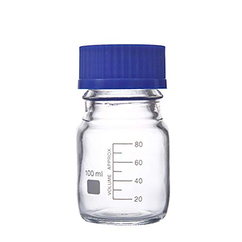 100 ml leere dicke Glasflasche Reagenzflasche mit blauem Schraubverschluss für Labor, Chemie, Agenten, Flüssigkeitsbehälter, Behälter von Upstore