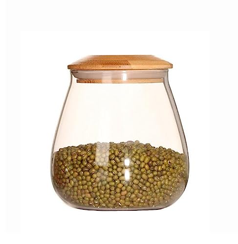 UPSTORE Rundes Glas mit luftdichtem Bambusdeckel, 800 ml, Frischhaltedose für Kaffee, Süßigkeiten, Gewürze, Mehl von Upstore