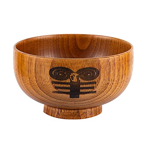 UPTALY 1 Stück Natürliche Jujuba Holz Müslischalen (Jahr des Schafs, 300 ml), 12 Tier Sternzeichen Reisschale Set, Handgemachte Chinesische Schalen Haferflocken Holzschale von UPTALY