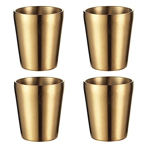 UPTALY 4 Edelstahlbecher (Gold, 300 ml/pers), unzerbrechliche Camping-Tassen, kleine Espressotasse, doppelwandige Latte-Tassen, Schnapsbecher, Becher, Kaffeetassen von UPTALY