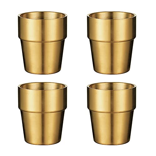 UPTALY 4 Edelstahlbecher (Gold, 300 ml/pers), unzerbrechliche Camping-Tassen, kleine Espressotasse, doppelwandige Latte-Tassen, Schnapsbecher, Becher, dicke Kaffeetassen von UPTALY