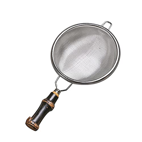 UPTALY Teesieb aus Edelstahl mit Bambusgriff (klein, 13,5 cm x 6,3 cm), filtert Tee-Abfluss für Kung-Fu-Teesieb, Tee-Ei, Netzsieb, zum Aufhängen an Teekannen, Tassen von UPTALY