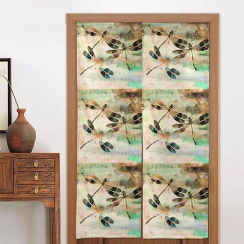 UPUNDD Libelle Libelle Vintage Verdunkelung Trennwand wasserdicht winddicht warm Türvorhang 86 x 143 cm (zweiteilig konsistent) von UPUNDD