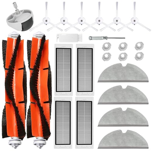UPUPDAY Zubehör Ersatzteile für Xiaomi Roborock S6 S60 S65 S5 Max S5 S50 S51 S55 Staubsauger, 2 Hauptbürste 4 Hepa Filter 4 Wischtücher 6 Filterkern 1 Rad 6 Seitenbürste von UPUPDAY