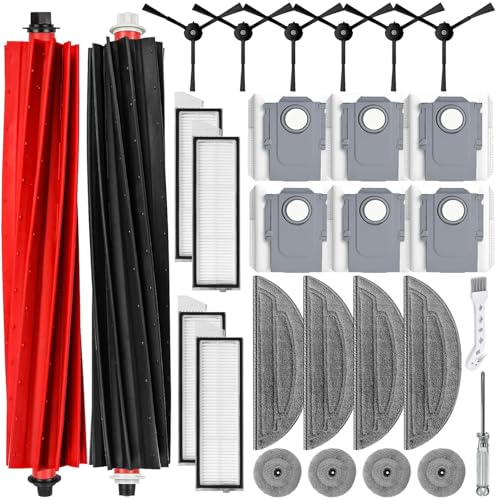 UPUPDAY Zubehörset Ersatzteile für Roborock S8 MaxV Ultra / S8 Max Ultra, 2 Hauptbürste 6 Staubbeutel 4 Wischtücher 4 Seitenwischer 4 Filter 6 Seitenbürsten von UPUPDAY