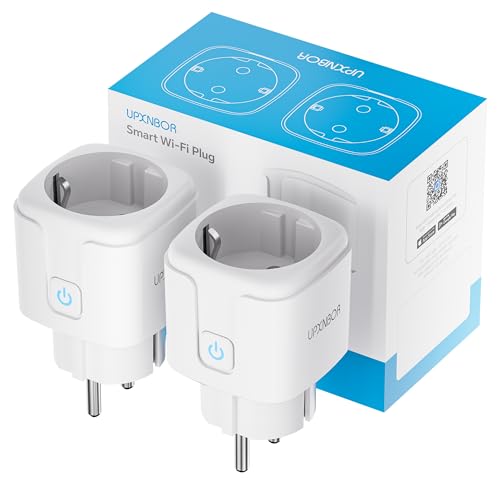 UPXNBOR Smart Steckdose, 16A Smart Home WLAN Steckdose mit Strommessung, Alexa Steckdose Funktioniert mit Alexa, Google Home, Timer & APP Fernzugriff, Kein Hub notwendig, Nur 2.4GHz WiFi (2er Pack) von UPXNBOR