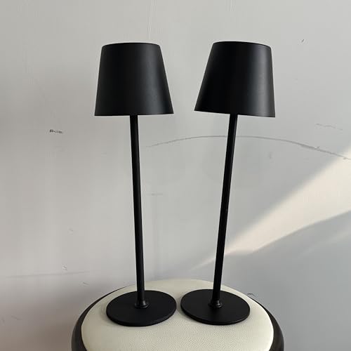 UPXNBOR Tischlampe Kabellos 2 Stück, Akku Tischleuchte Kabellos, Indoor und Outdoor LED Tischlampe Akku, 3-stufig dimmbares Warmlicht von UPXNBOR