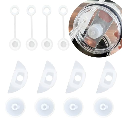 4 Sets Silikon-Auslaufstopfen kompatibel mit Stanley H2.0, 1,2 l, 850 ml, 567 ml, auslaufsicheres Dichtungs-Set und Strohhalm-Abdeckkappen für Stanley-Becher, kein Verschütten von Stopfen für von UPZIGS